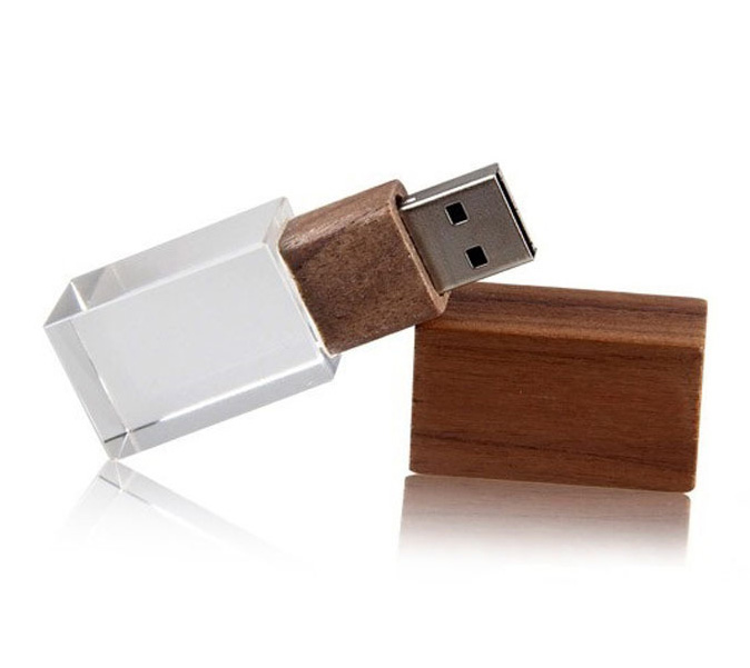 Wooden Crystal Led USB Flash Drive
